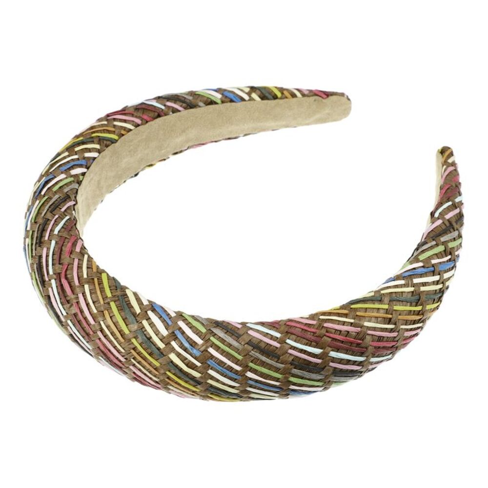 Classic Foam Raffia Straw Headband Deep Brown